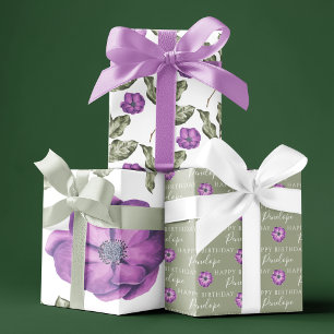 Anemone Birthday Wrapping Paper Sheets
