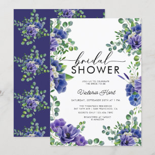 Anemone Blue Bridal Shower Invitation