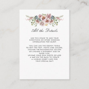 Anemone Blush blue WEDDING Details Directions Enclosure Card