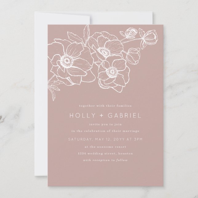 Anemone Bouquet Faire-part de mariage (Devant)