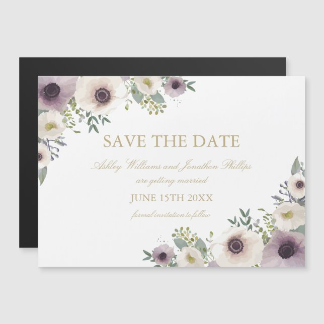 Anemone Bouquet Magnetic Save the Date Invitation (Front/Back)