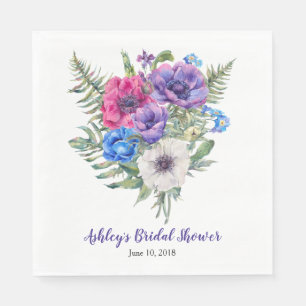 Anemone Bouquet Personalized Bridal Shower Napkin