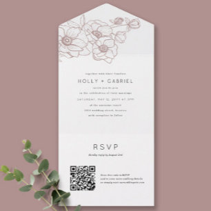 Anemone Bouquet Wedding All In One Invitation