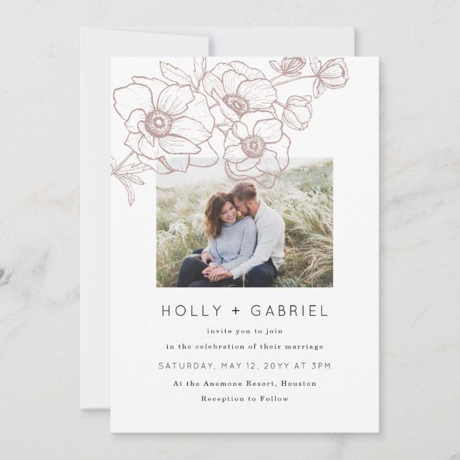 Anemone Bouquet Wedding Invitation (Front)