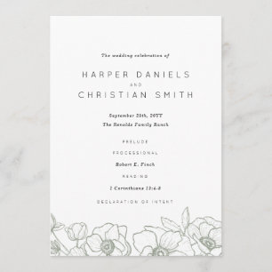 Anemone Bouquet Wedding Program