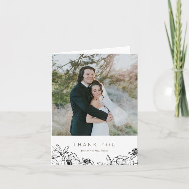 Anemone Bouquet Wedding Thank You Card (Front)