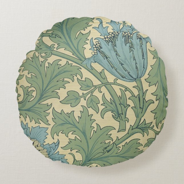 'Anemone' design (textile) Round Pillow (Front)