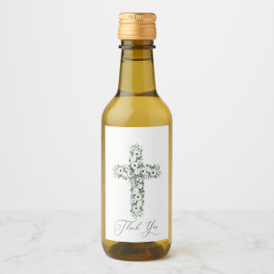 Anemone Eucalyptus cross Religious Thank You Wine Label