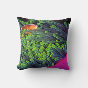 Anemone Fish Hiding In Anemone, Mozambique 2 Throw Pillow