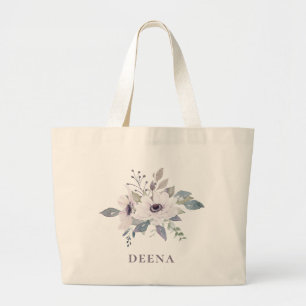 Anemone Floral Bouquet Personalized Large Tote Bag