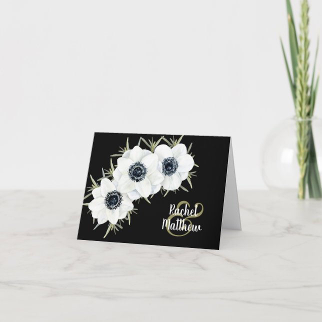 Anemone Floral Watercolor Wedding Thank You (Front)