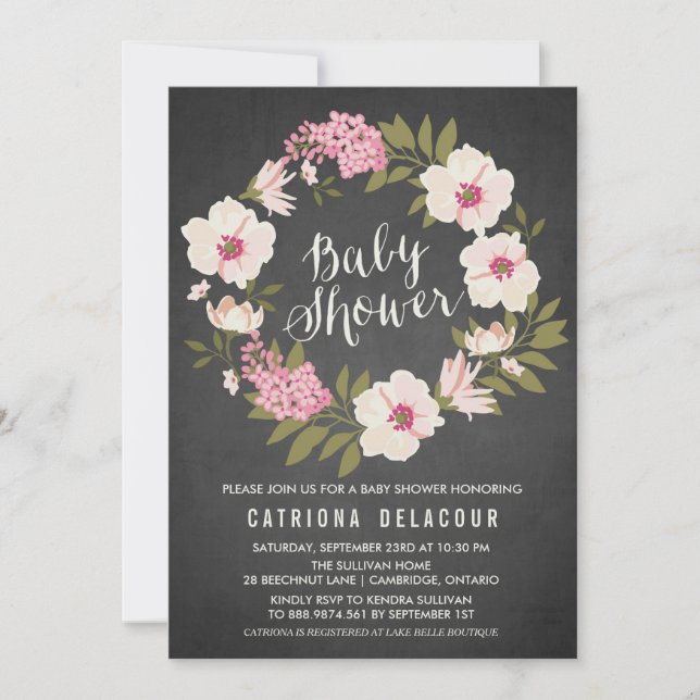 Anemone Floral Wreath Baby Shower Invitation (Front)