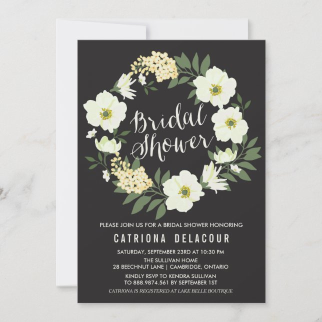 Anemone Floral Wreath Bridal Shower Invitation (Front)