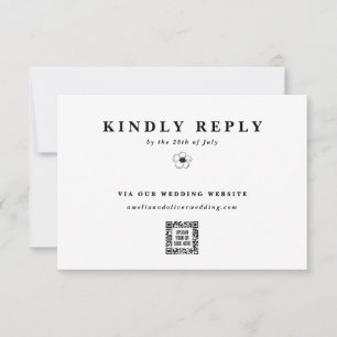 Anemone Flower Electronic QR Code Wedding Web Site RSVP Card