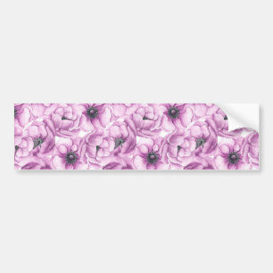 Anemone flowers watercolor pattern bumper sticker