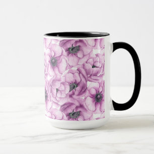 Anemone flowers watercolor pattern mug