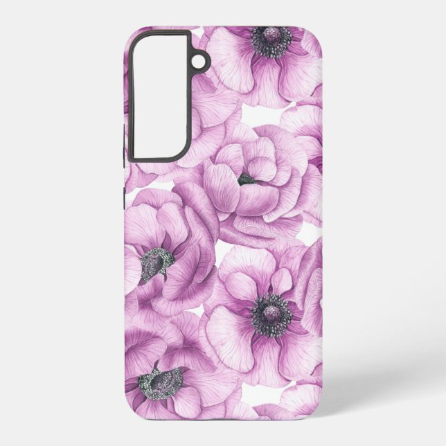 Anemone flowers watercolor pattern samsung galaxy s22+ case (Back)