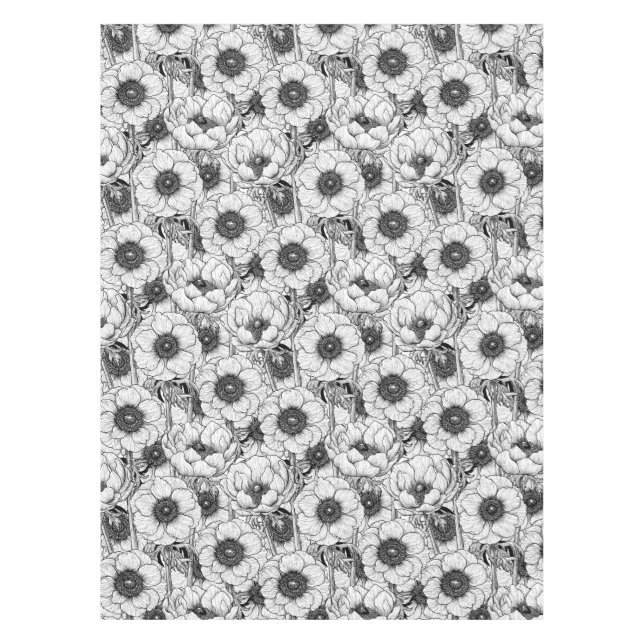 Anemone garden in black and white tablecloth (Front)