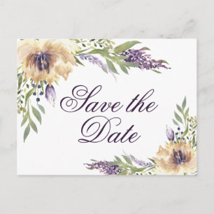 Anemone Garden Sage Green Cream Boho Save the Date Postcard
