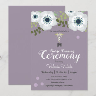 Anemone Graduation LPN Nurse Pinning Ceremony Invitation