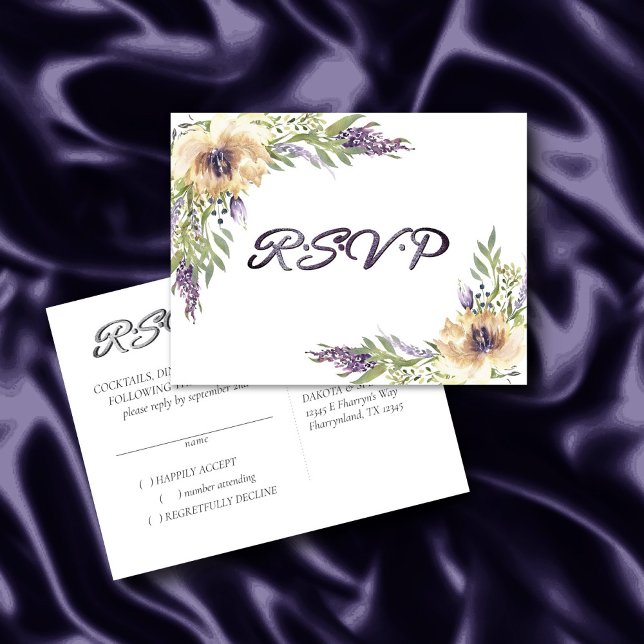 Anemone Greenery Floral Boho Modern RSVP Response Postcard (Creator Uploaded)