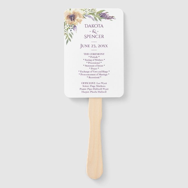 Anemone Greenery Floral Chic Boho Wedding Ceremony Hand Fan (Front)