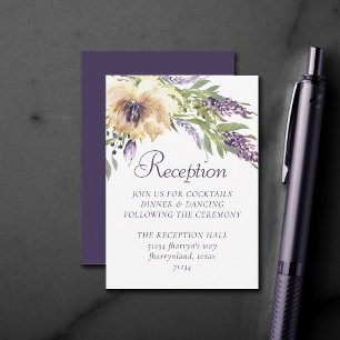 Anemone Greenery Floral Purple Boho Reception Enclosure Card