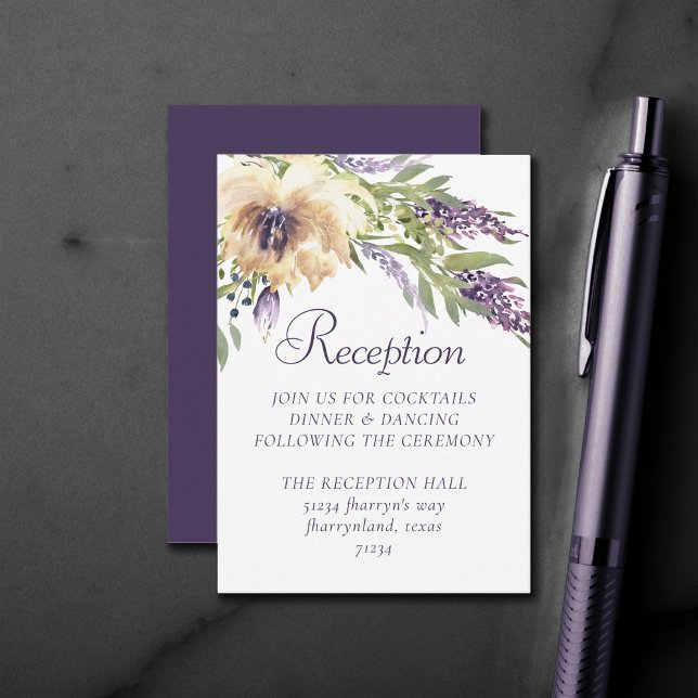 Anemone Greenery | Floral Purple Boho Reception Enclosure Card (Creator Uploaded)