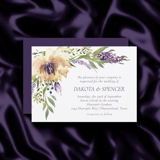 Anemone Lavender | Dark Purple and Ivory Wedding Invitation (Creator Uploaded)