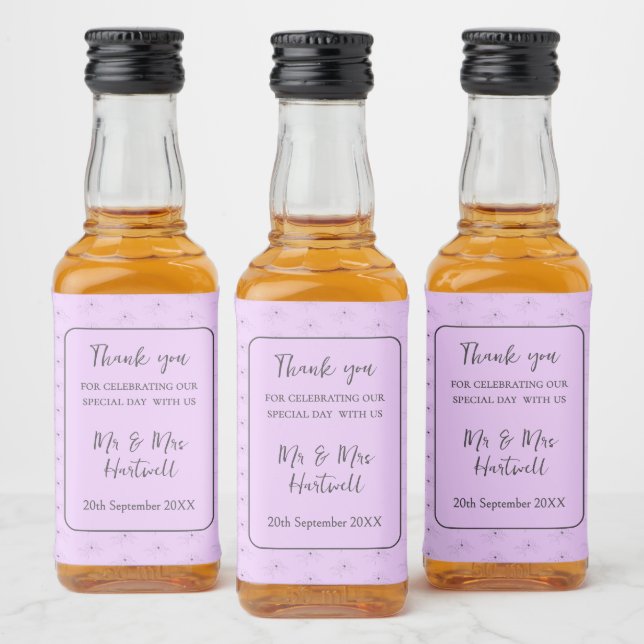Anemone on Light Lilac Mini Liquor Bottle Label~ Liquor Bottle Label (Bottles)