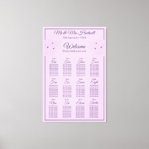 Anemone on Light Lilac Seating Chart~ 12 Seats Canvas Print