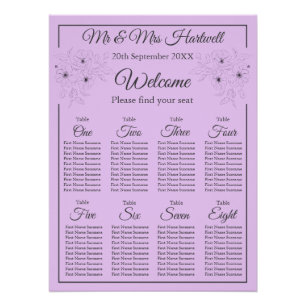 Anemone on Light Lilac Seating Chart~ Poster
