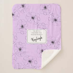 Anemone On Light Lilac  Sherpa Blanket