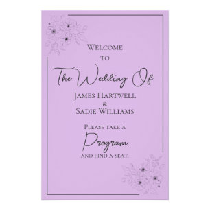 *Anemone on Light Lilac wedding Find Your Seat  Poster