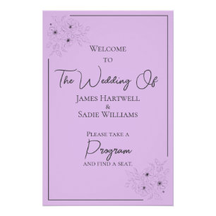 Anemone on Light Lilac wedding Find Your Seat Poster