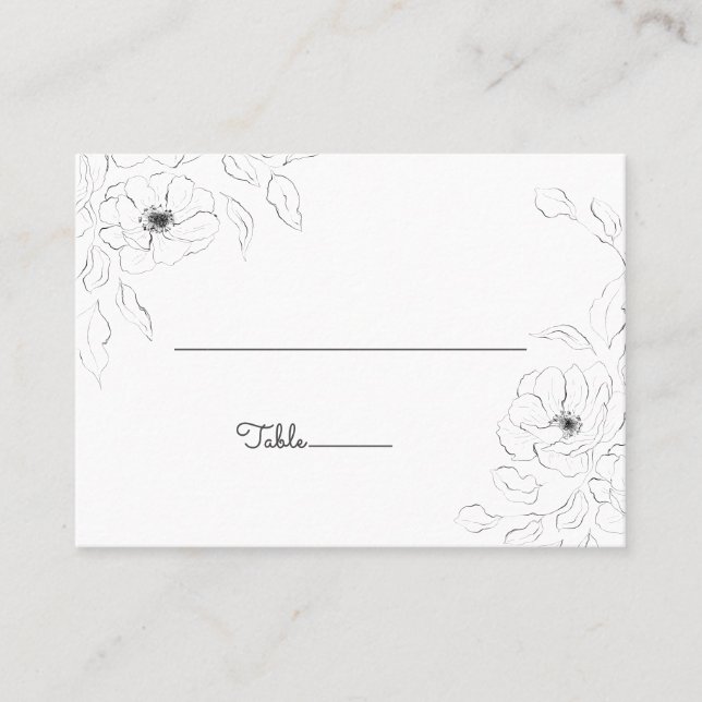 Anemone on White Flat Place Card (Front)