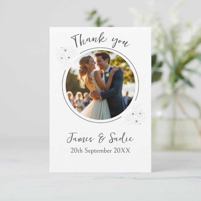 Anemone on White Flat Thank You Card (Standing Front)