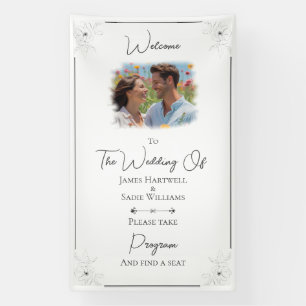 *Anemone on White wedding Find Your Seat  Banner