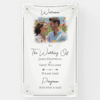*Anemone on White wedding Find Your Seat  Banner