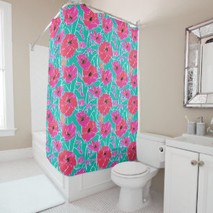 Anemone Painting Pattern Pink & Aqua Floral