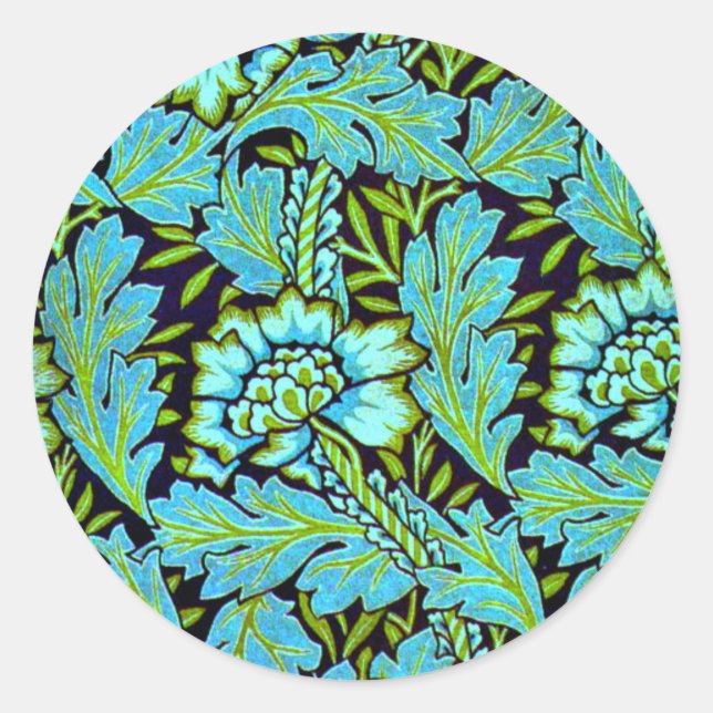 Anemone pattern by William Morris, Classic Round Sticker (Front)