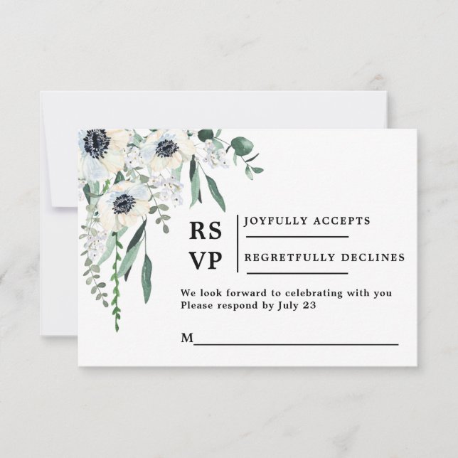 Anemone RSVP wedding insert card (Front)