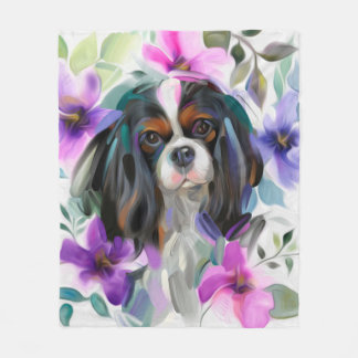 'Anemone' Tricolor cavalier fleece blanket MEDIUM