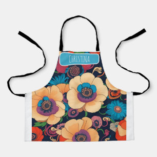 Anemone Watercolor Colourful Personalized Pattern Apron