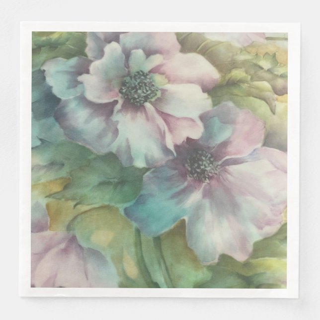 Anemone Watercolor Floral Elegant Dinner Napkin (Front)