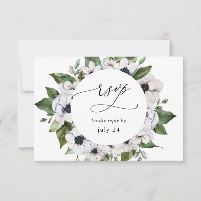 Anemone White Floral w Meal RSVP (Front)