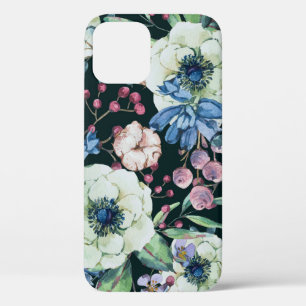 Anemone Wildflowers: Vintage Watercolor Pattern iPhone 12 Case