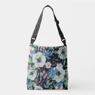Anemone Wildflowers: Vintage Watercolor Pattern Crossbody Bag