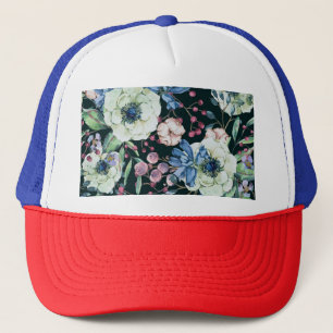 Anemone Wildflowers: Vintage Watercolor Pattern Trucker Hat