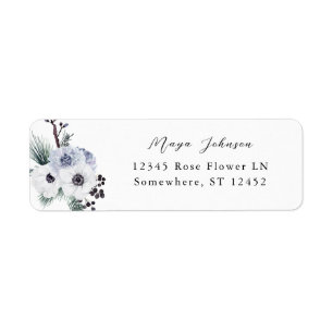 Anemone Winter White Floral Adresse de retour